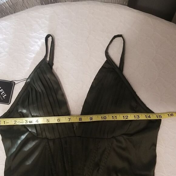 Silky Pleated Draped Bustier Corset-style Midi Dress Medium - Picture 14 of 16